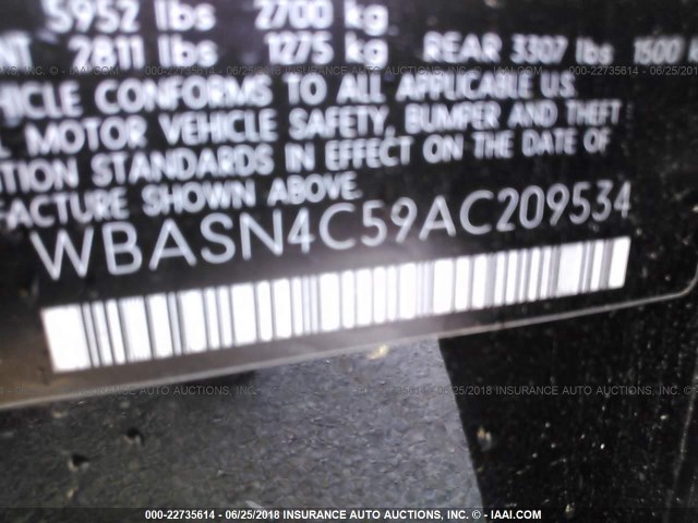 WBASN4C59AC209534 - 2010 BMW 550 GT BLACK photo 9