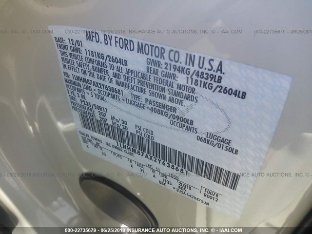 1LNHM87AX2Y638681 - 2002 LINCOLN LS 米色 照片 9