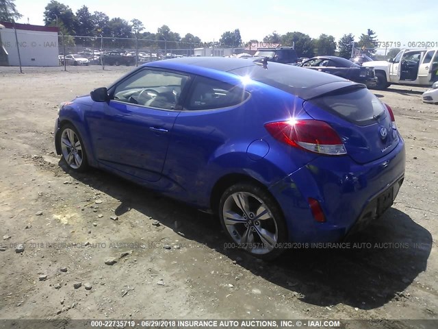 KMHTC6AD3DU165964 - 2013 HYUNDAI VELOSTER BLUE photo 3