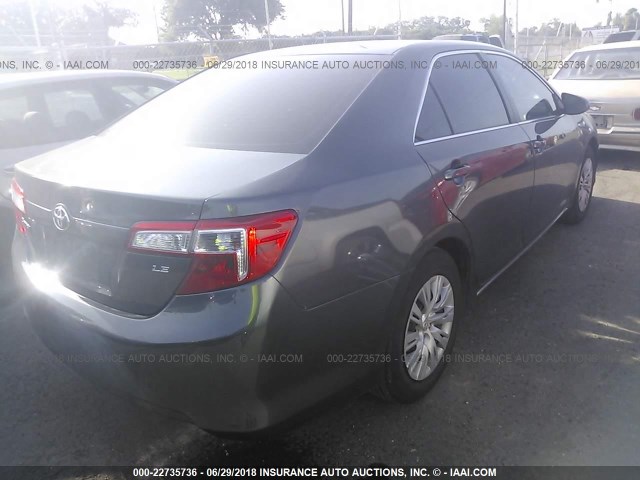 4T4BF1FK7DR311365 - 2013 TOYOTA CAMRY L/SE/LE/XLE GRAY photo 4