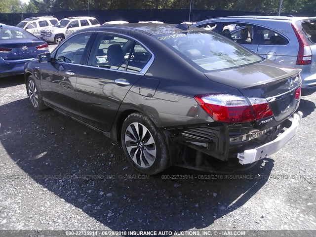 1HGCR6F53EA003518 - 2014 HONDA ACCORD HYBRID/EXL GRAY photo 3