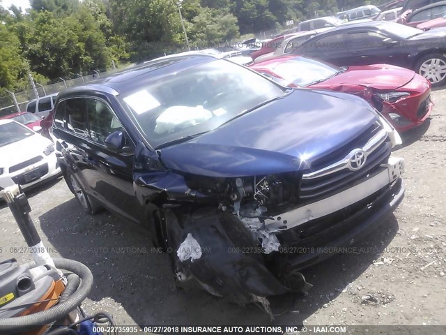 5TDJKRFH0ES062437 - 2014 TOYOTA HIGHLANDER XLE ლურჯი ფოტო 1