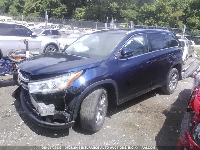 5TDJKRFH0ES062437 - 2014 TOYOTA HIGHLANDER XLE ლურჯი ფოტო 2