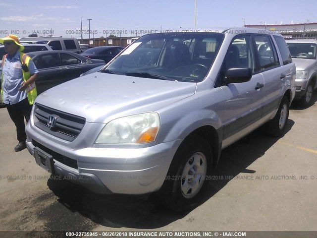 2HKYF18165H520430 - 2005 HONDA PILOT LX SILVER photo 2