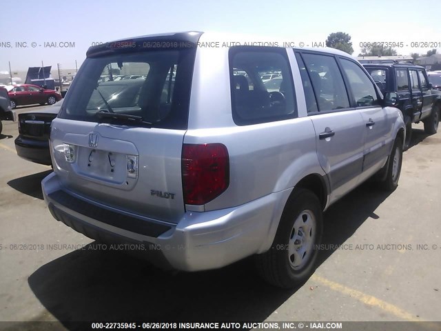 2HKYF18165H520430 - 2005 HONDA PILOT LX SILVER photo 4