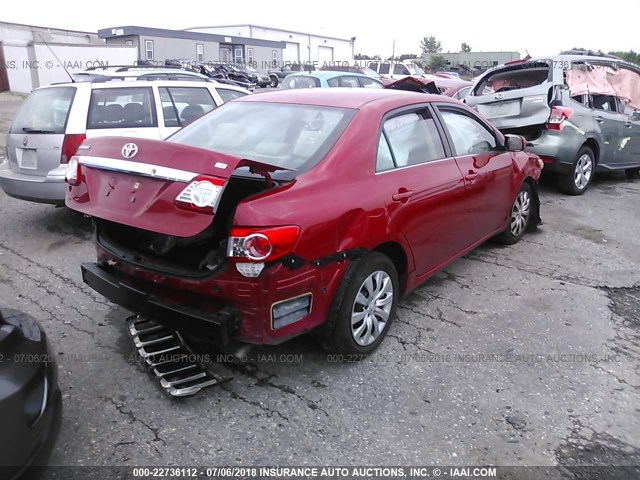 2T1BU4EE7DC104277 - 2013 TOYOTA COROLLA S/LE RED photo 4