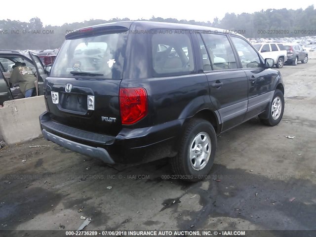 2HKYF181X4H605124 - 2004 HONDA PILOT LX BLACK photo 4