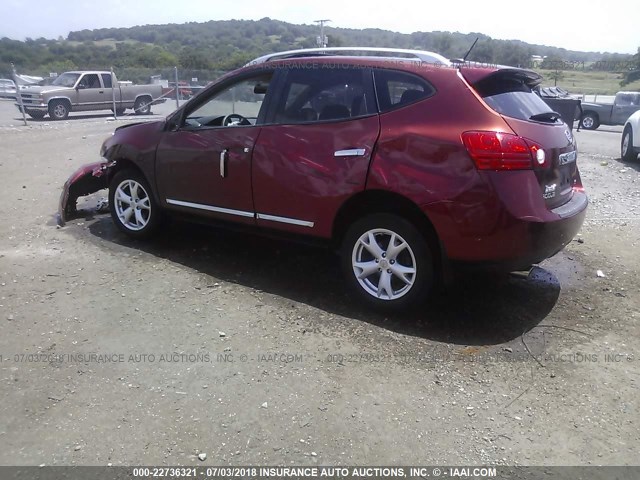 JN8AS5MVXBW288504 - 2011 NISSAN ROGUE S/SV/KROM MAROON photo 3