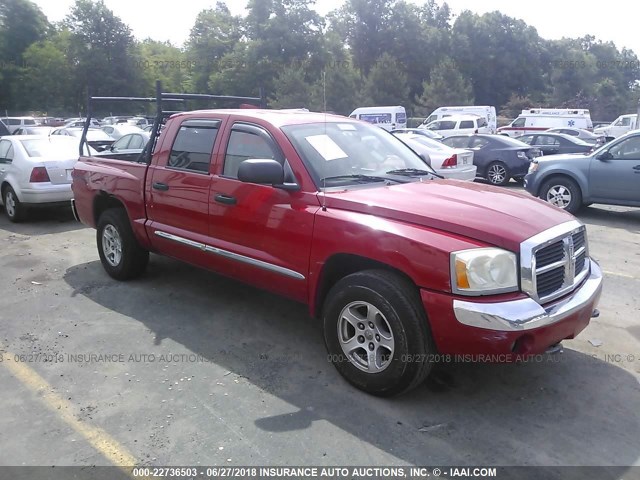 1D7HW58N15S227617 - 2005 DODGE DAKOTA QUAD LARAMIE RED photo 1