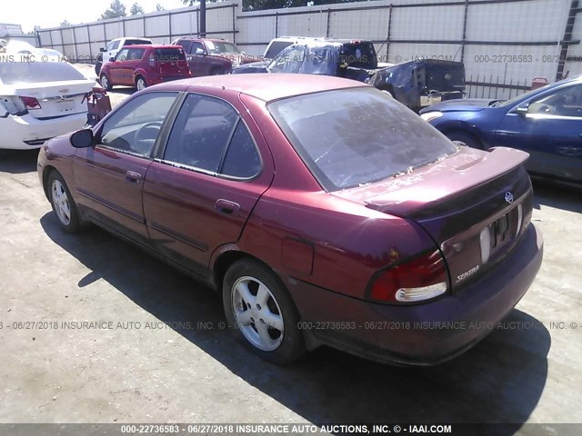 3N1CB51D31L436242 - 2001 NISSAN SENTRA XE/GXE MAROON photo 3