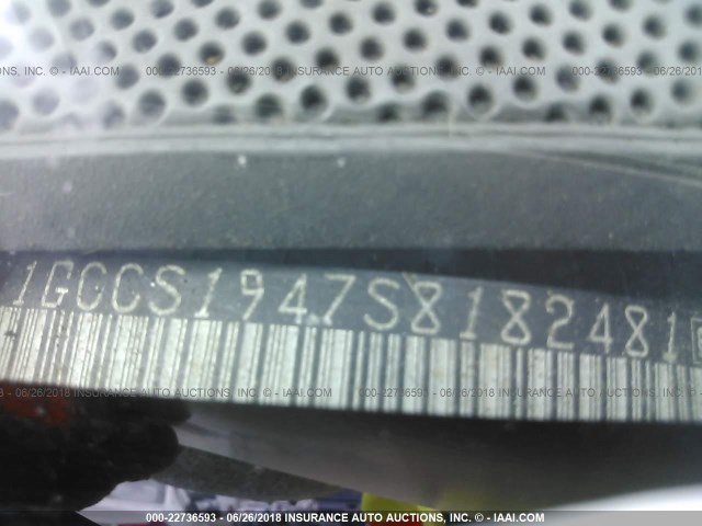 1GCCS1947S8182481 - 1995 CHEVROLET S TRUCK S10 WHITE photo 9