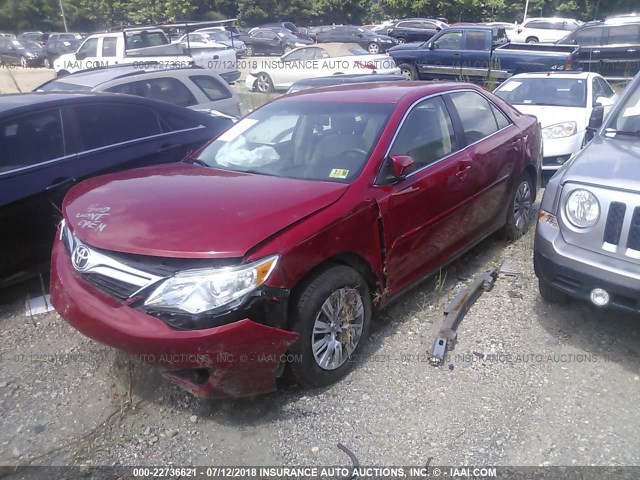 4T4BF1FK2ER395919 - 2014 TOYOTA CAMRY L/SE/LE/XLE RED photo 2
