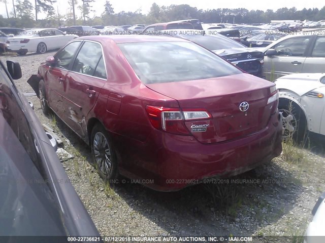 4T4BF1FK2ER395919 - 2014 TOYOTA CAMRY L/SE/LE/XLE RED photo 3