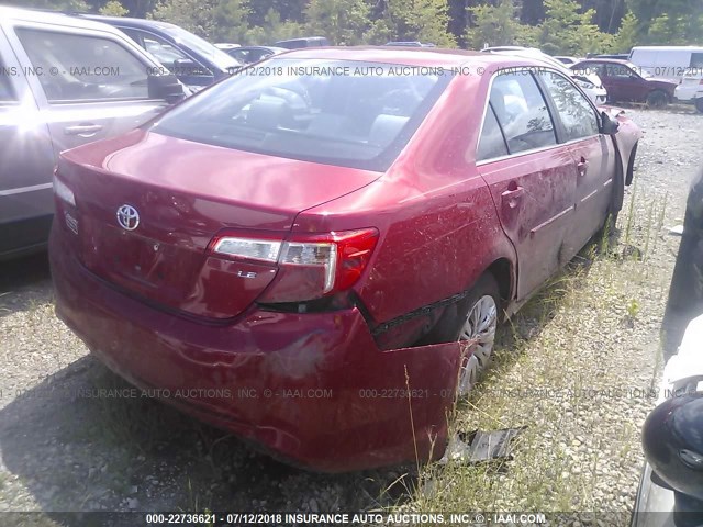 4T4BF1FK2ER395919 - 2014 TOYOTA CAMRY L/SE/LE/XLE RED photo 4