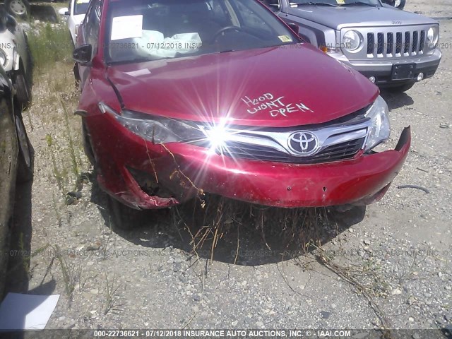 4T4BF1FK2ER395919 - 2014 TOYOTA CAMRY L/SE/LE/XLE 红色 照片 6