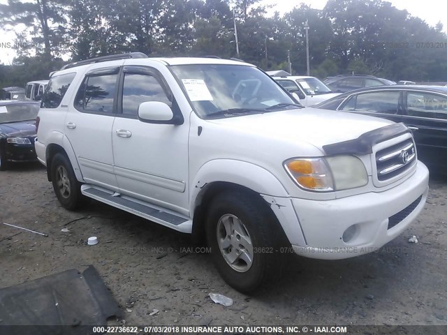 5TDZT38A52S063138 - 2002 TOYOTA SEQUOIA LIMITED WHITE photo 1