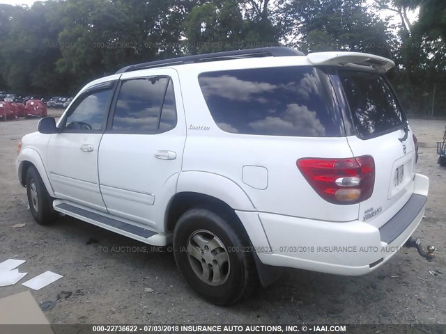 5TDZT38A52S063138 - 2002 TOYOTA SEQUOIA LIMITED WHITE photo 3