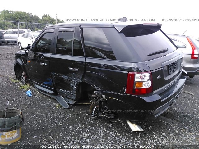 SALSH23478A125250 - 2008 LAND ROVER RANGE ROVER SPORT SUPERCHARGED BLACK photo 3