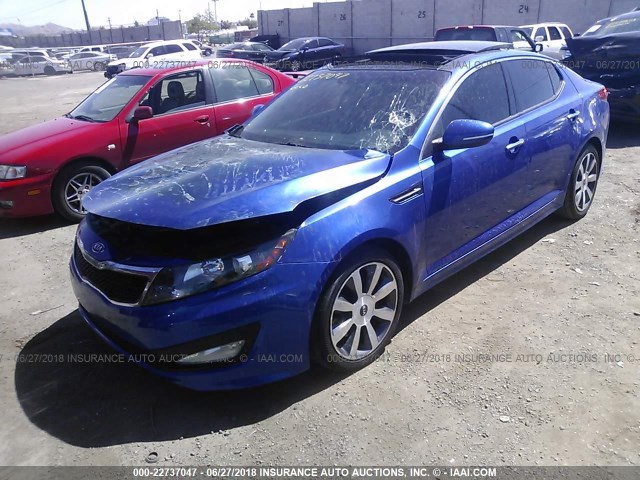 KNAGR4A60B5157707 - 2011 KIA OPTIMA SX BLUE photo 2