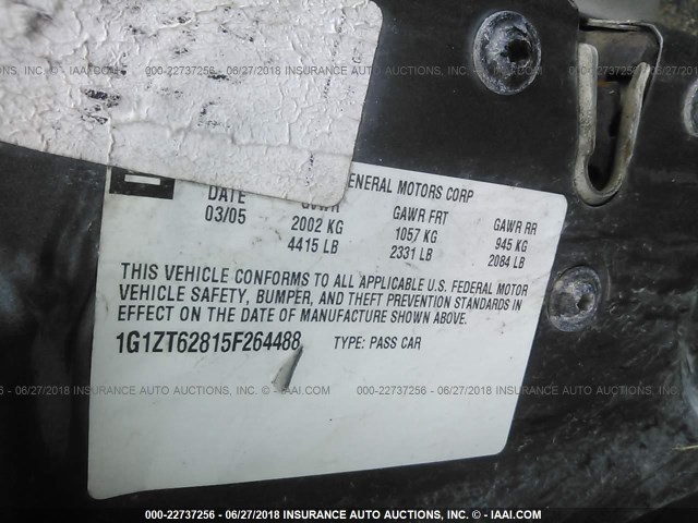 1G1ZT62815F264488 - 2005 CHEVROLET MALIBU MAXX LS GRAY photo 9