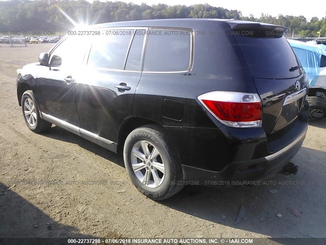 5TDBK3EH7BS048534 - 2011 TOYOTA HIGHLANDER SE BLACK photo 3