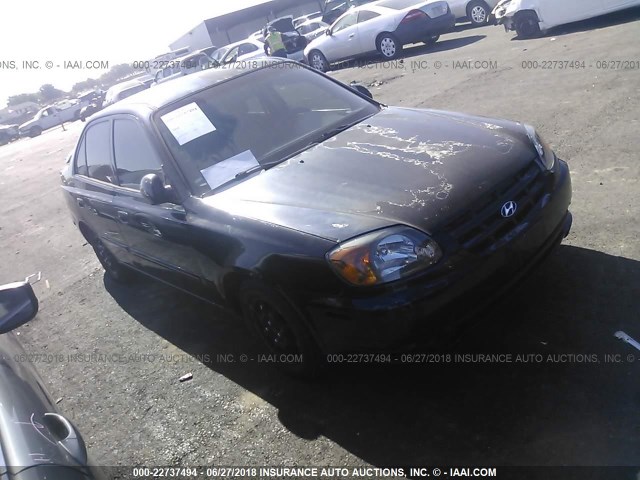 KMHCG45C94U552884 - 2004 HYUNDAI ACCENT GL BLACK photo 1