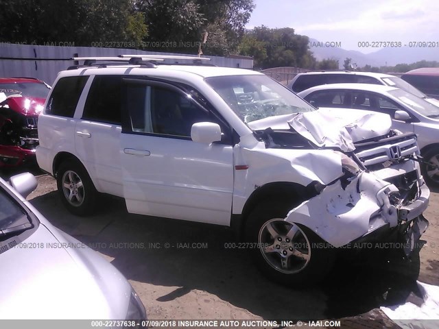 2HKYF184X6H513332 - 2006 HONDA PILOT EX WHITE photo 1