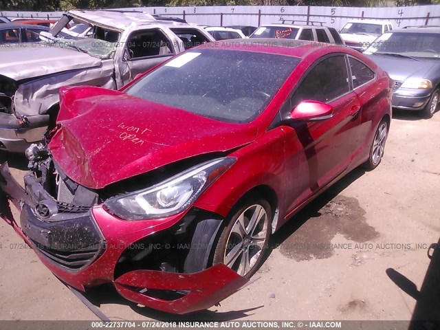 KMHDH6AH6EU024056 - 2014 HYUNDAI ELANTRA COUPE GS/SE RED photo 2