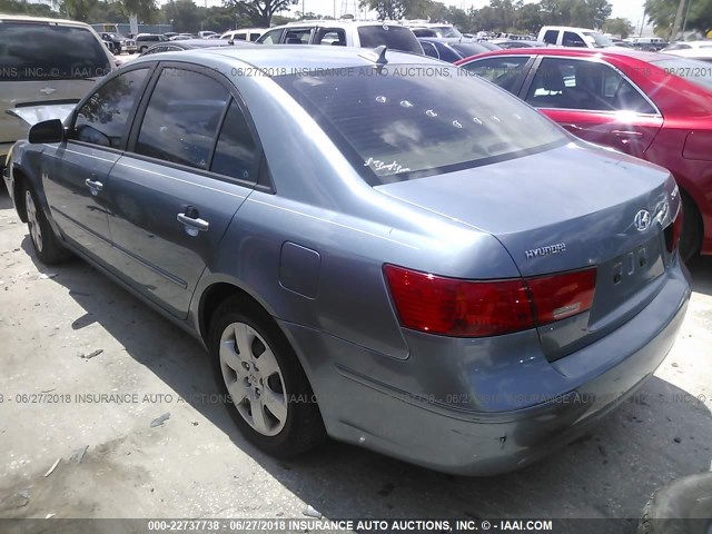 5NPET46C69H467185 - 2009 HYUNDAI SONATA GLS BLUE photo 3