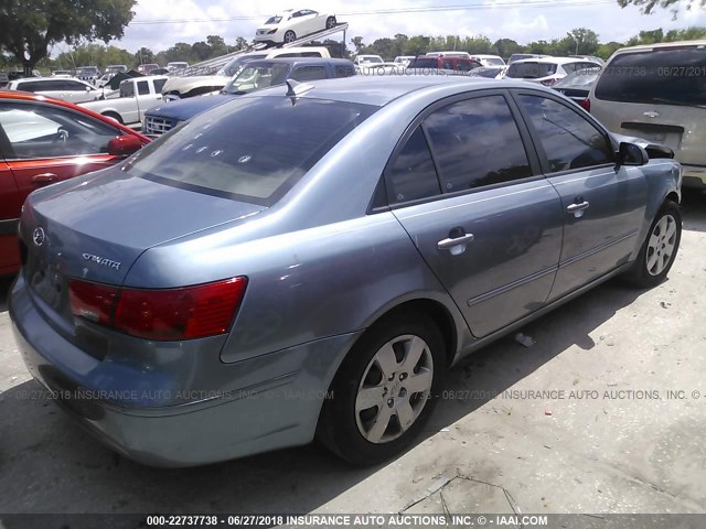 5NPET46C69H467185 - 2009 HYUNDAI SONATA GLS BLUE photo 4