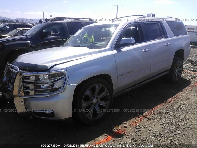 1GNSKJKC4GR105363 - 2016 CHEVROLET SUBURBAN K1500 LTZ SILVER photo 2