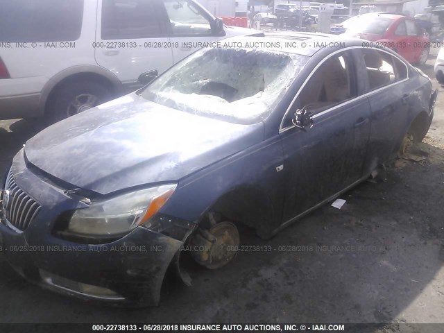 W04GS5EC8B1092488 - 2011 BUICK REGAL CXL BLUE photo 2