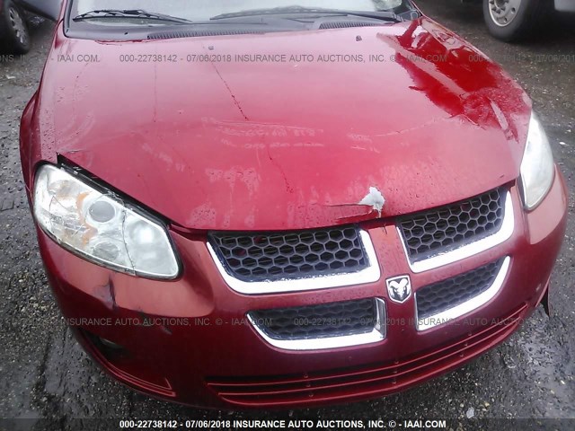 1B3EL66R96N117322 - 2006 DODGE STRATUS R/T RED photo 6