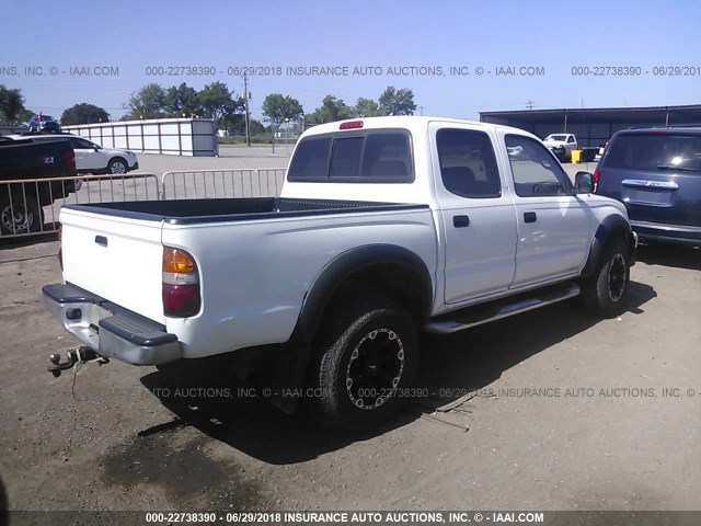 5TEHN72N22Z046812 - 2002 TOYOTA TACOMA DOUBLE CAB WHITE photo 4