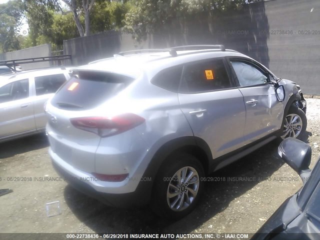 KM8J33A45HU381360 - 2017 HYUNDAI TUCSON LIMITED/SPORT AND ECO/SE SILVER photo 4