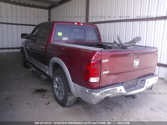 1C6RD6NT2CS333043 - 2012 DODGE RAM 1500 LARAMIE BURGUNDY photo 3