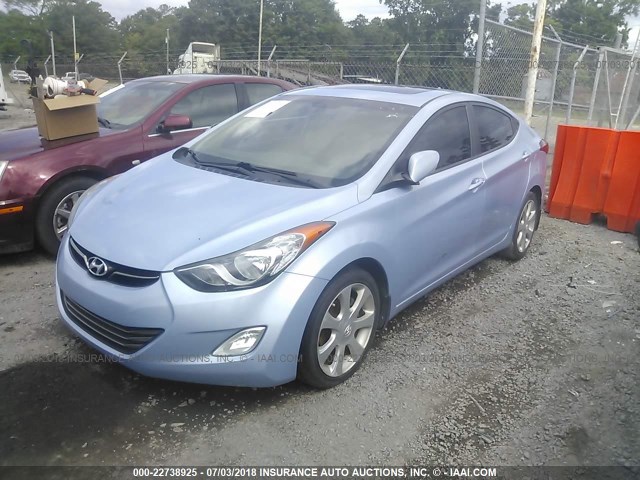 KMHDH4AE3CU490048 - 2012 HYUNDAI ELANTRA GLS/LIMITED BLUE photo 2