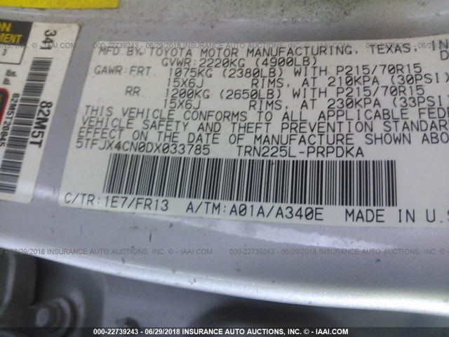 5TFJX4CN0DX033785 - 2013 TOYOTA TACOMA DOUBLE CAB ვერცხლისფერი ფოტო 9