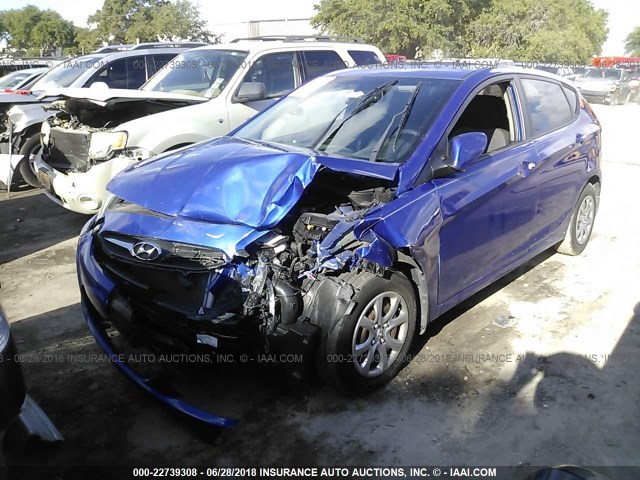 KMHCT5AE0DU076324 - 2013 HYUNDAI ACCENT GLS/GS BLUE photo 2