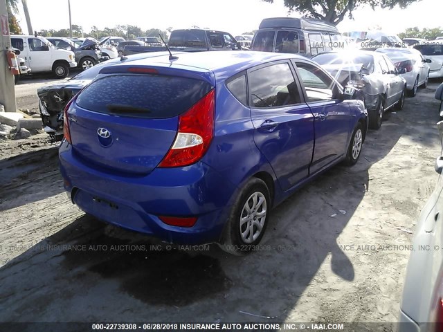 KMHCT5AE0DU076324 - 2013 HYUNDAI ACCENT GLS/GS BLUE photo 4