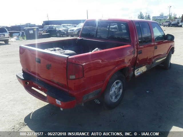 1GCDT13XX4K122690 - 2004 CHEVROLET S TRUCK S10 RED photo 4