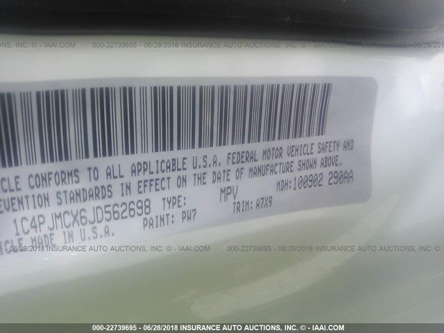 1C4PJMCX6JD562698 - 2018 JEEP CHEROKEE LATITUDE Ağ foto 9