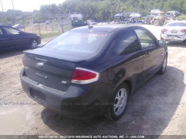 1FAHP33N08W133587 - 2008 FORD FOCUS SE/SEL/SES BLACK photo 4