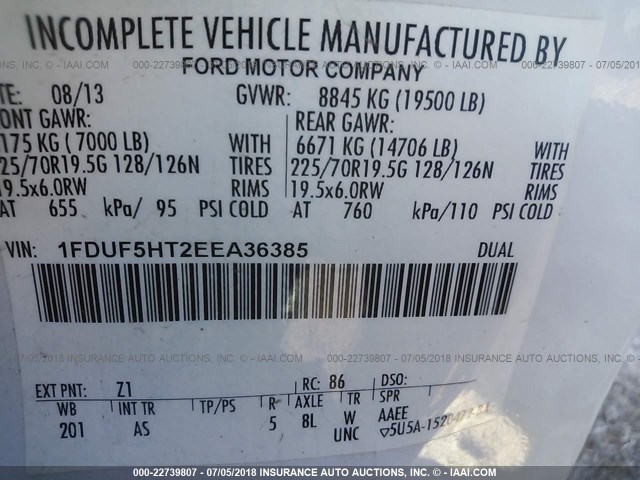 1FDUF5HT2EEA36385 - 2014 FORD F550 SUPER DUTY WHITE photo 10