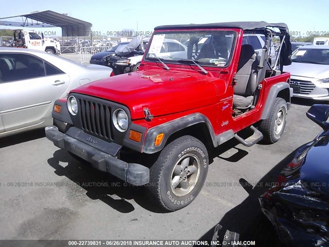 1J4FY19S6WP795899 - 1998 JEEP WRANGLER / TJ SPORT RED photo 2