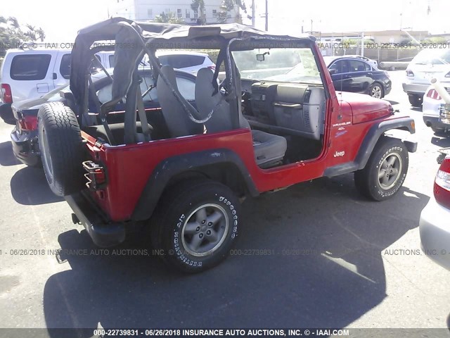 1J4FY19S6WP795899 - 1998 JEEP WRANGLER / TJ SPORT RED photo 4