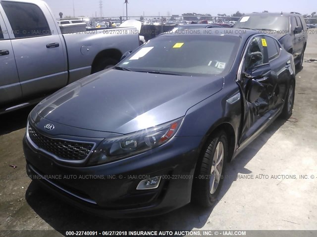 KNAGM4AD5F5088743 - 2015 KIA OPTIMA HYBRID BLUE photo 2