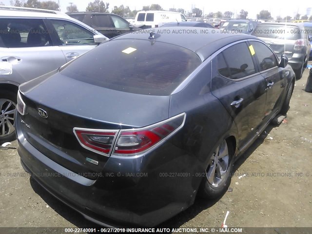 KNAGM4AD5F5088743 - 2015 KIA OPTIMA HYBRID BLUE photo 4