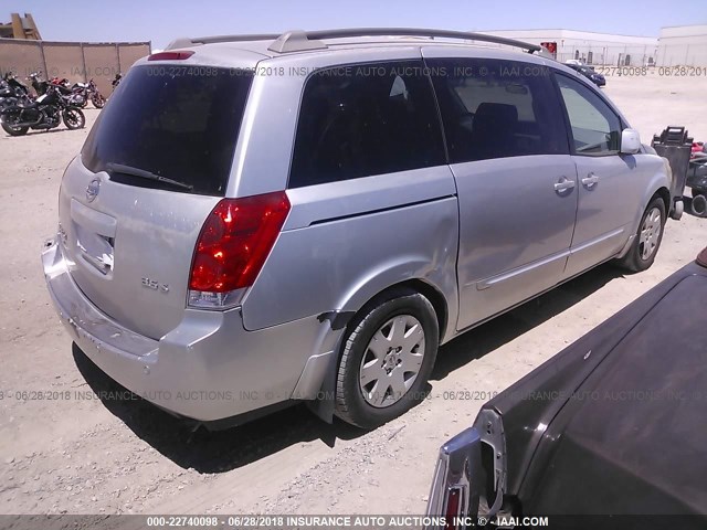 5N1BV28U25N103519 - 2005 NISSAN QUEST S/SE/SL SILVER photo 4