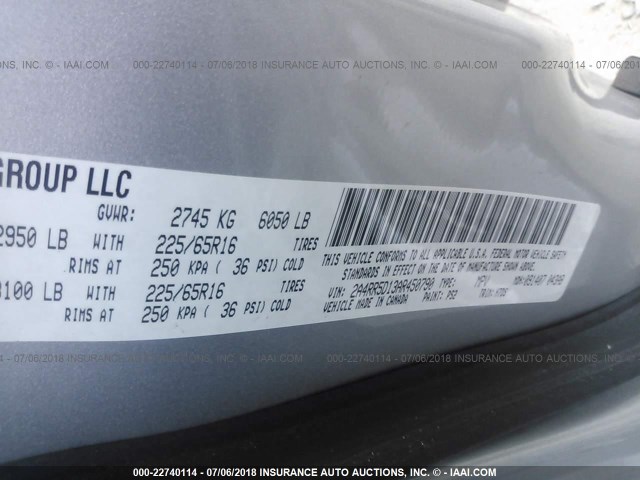 2A4RR5D13AR450790 - 2010 CHRYSLER TOWN & COUNTRY TOURING SILVER photo 9